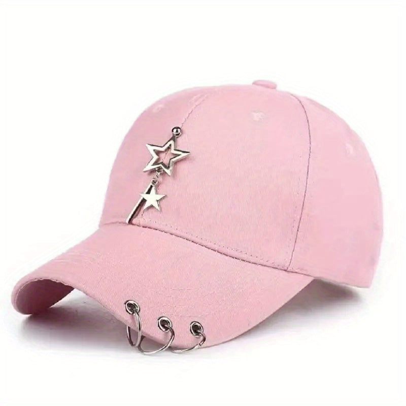 Iron Ring Star Pendant Baseball Cap Unisex Hip Hop Cotton Dad Hats