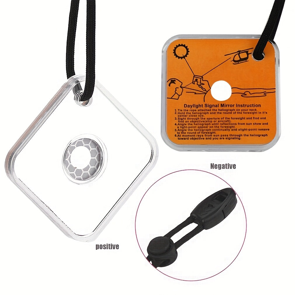 Heliograph Signal Mirror With Whistle Outdoor Emergency Survival Tool
