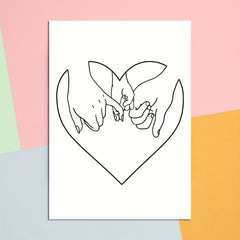 Modern Art Family Hands And Love Wall Sticker Minimalist Style Decor