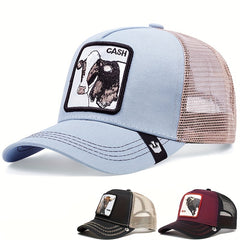 Classic Animal Patch Baseball Cap Cotton Mesh Breathable Sports Trucker Hats