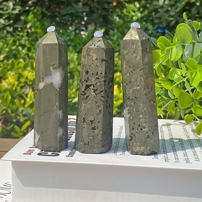 Natural Crystal Pyrite Healing Point Wand Home Decoration