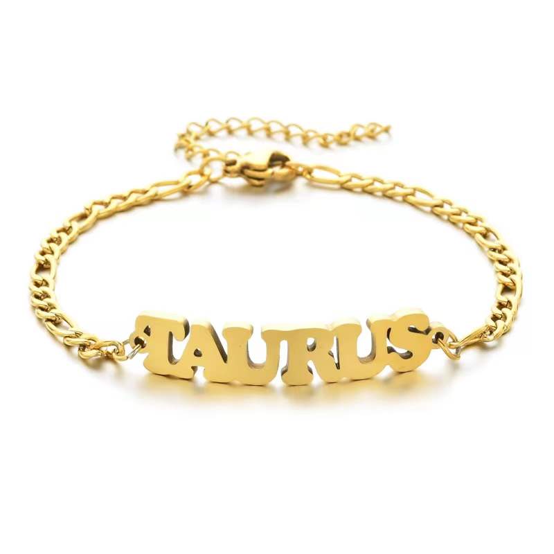 Stainless Steel Zodiac Letter Bracelet Gift