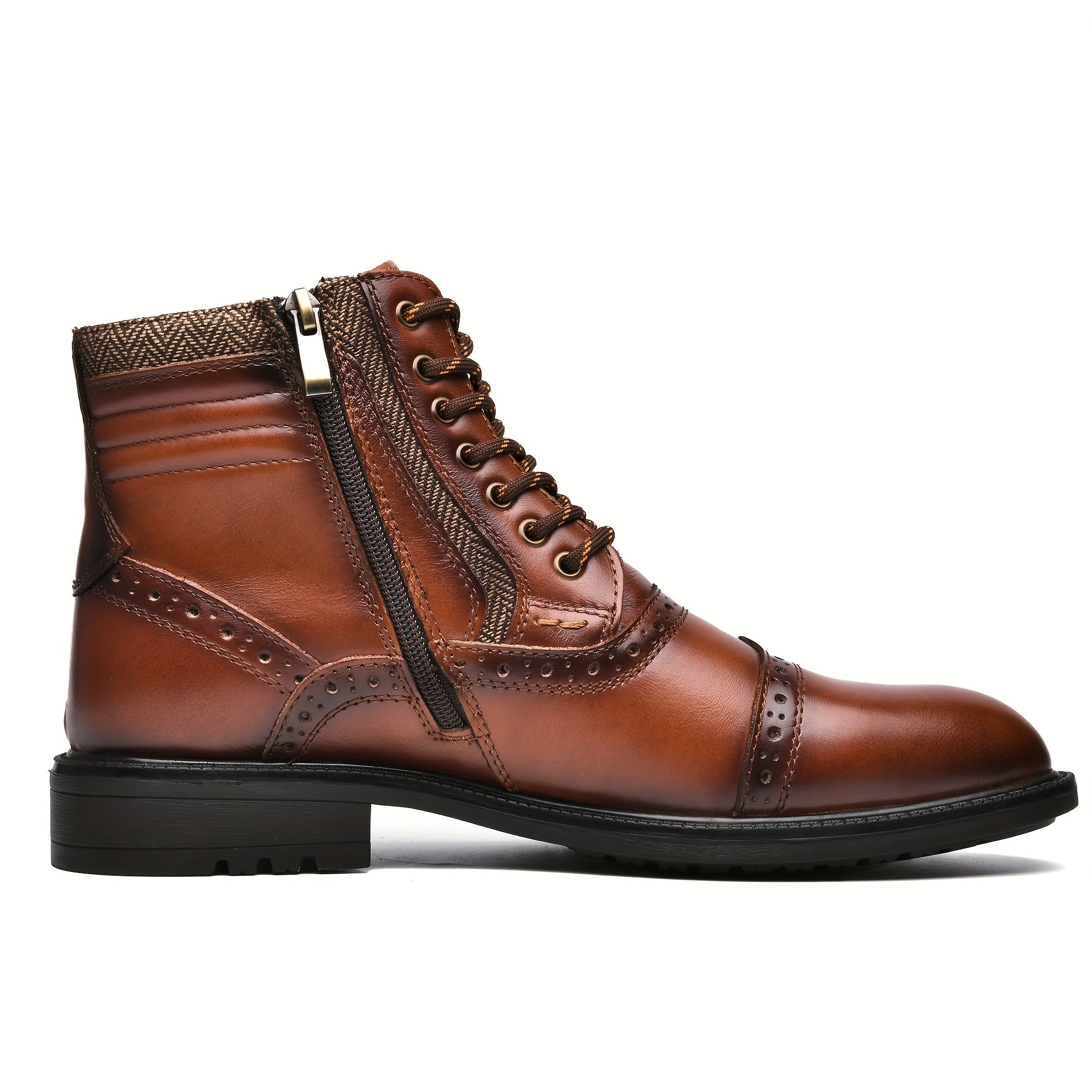 Men's Cap Toe Brogue Oxford Boots Comfortable Formal Shoes
