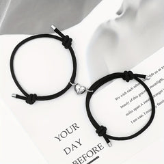 2pcs Love Heart Magnet Buckle Bracelets Couple Set Accessories