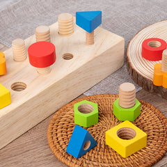 Wooden Screw Pairing Toy Shape Recognition Game Interactive Playset