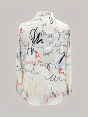  Graffiti Print Long Sleeve Button Up Shirt