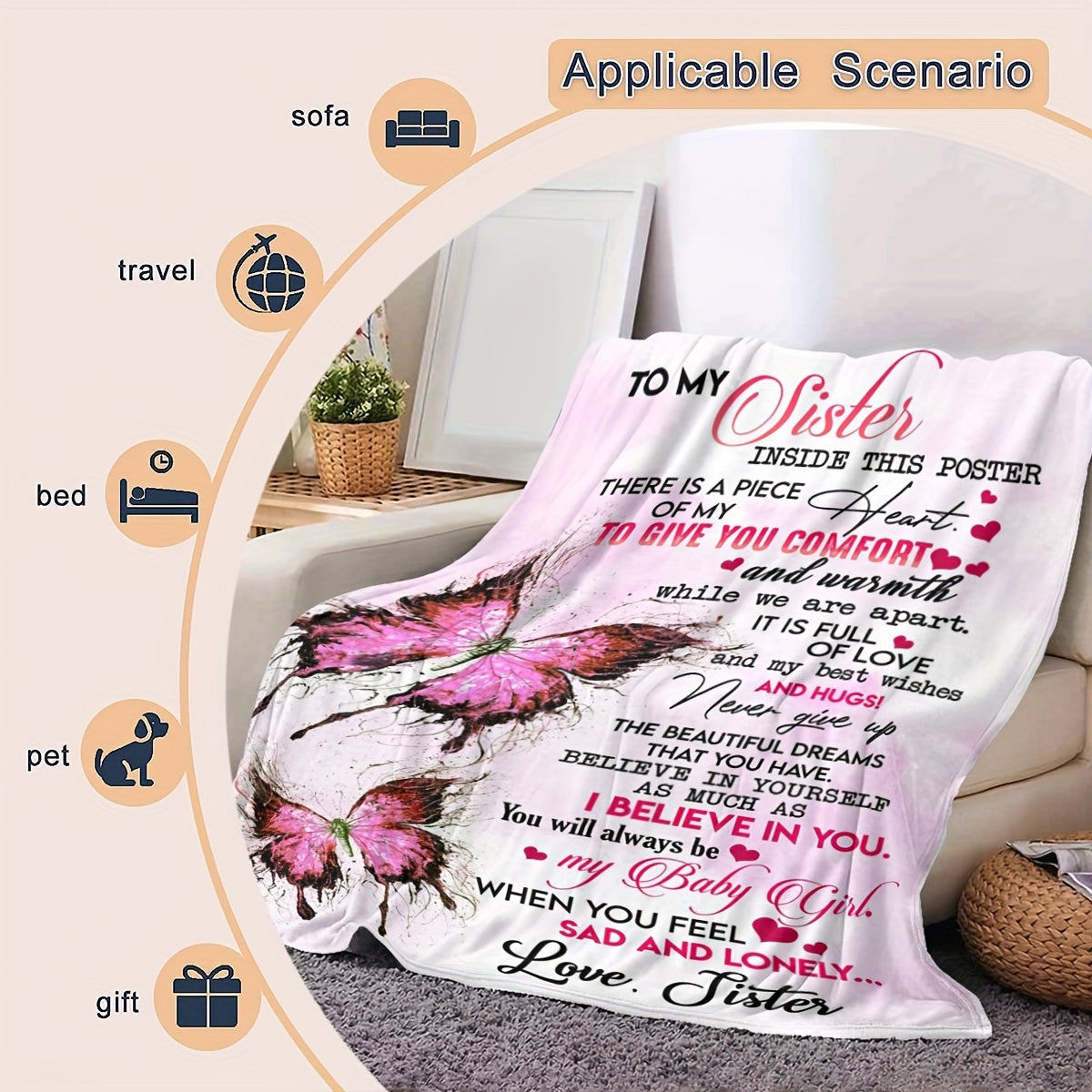 Soft Flannel Blanket for Sofa Bed Office Nap Year-Round Use