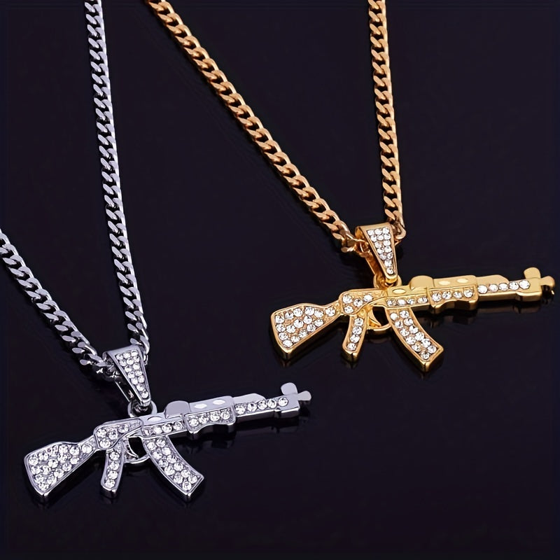 Alloy Punk Hip Hop Necklace Submachine Gun Pendant Necklace