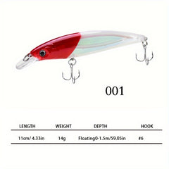 1pc 14g Floating Bionic Minnow Lure Hard Bait With Treble Hook