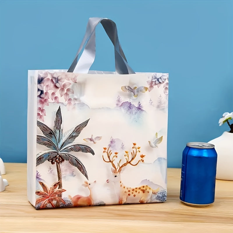 5pcs Coconut Pattern Plastic Tote Bag Shopping Bags