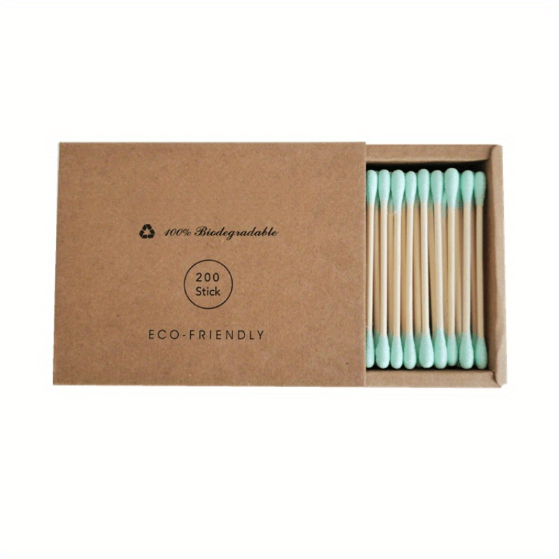 200PCS Double Head Bamboo Swab Beauty Makeup Nose Ears Cleaning