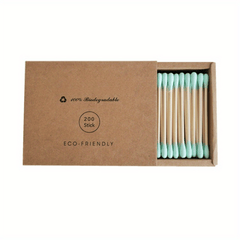 200PCS Double Head Bamboo Swab Beauty Makeup Nose Ears Cleaning