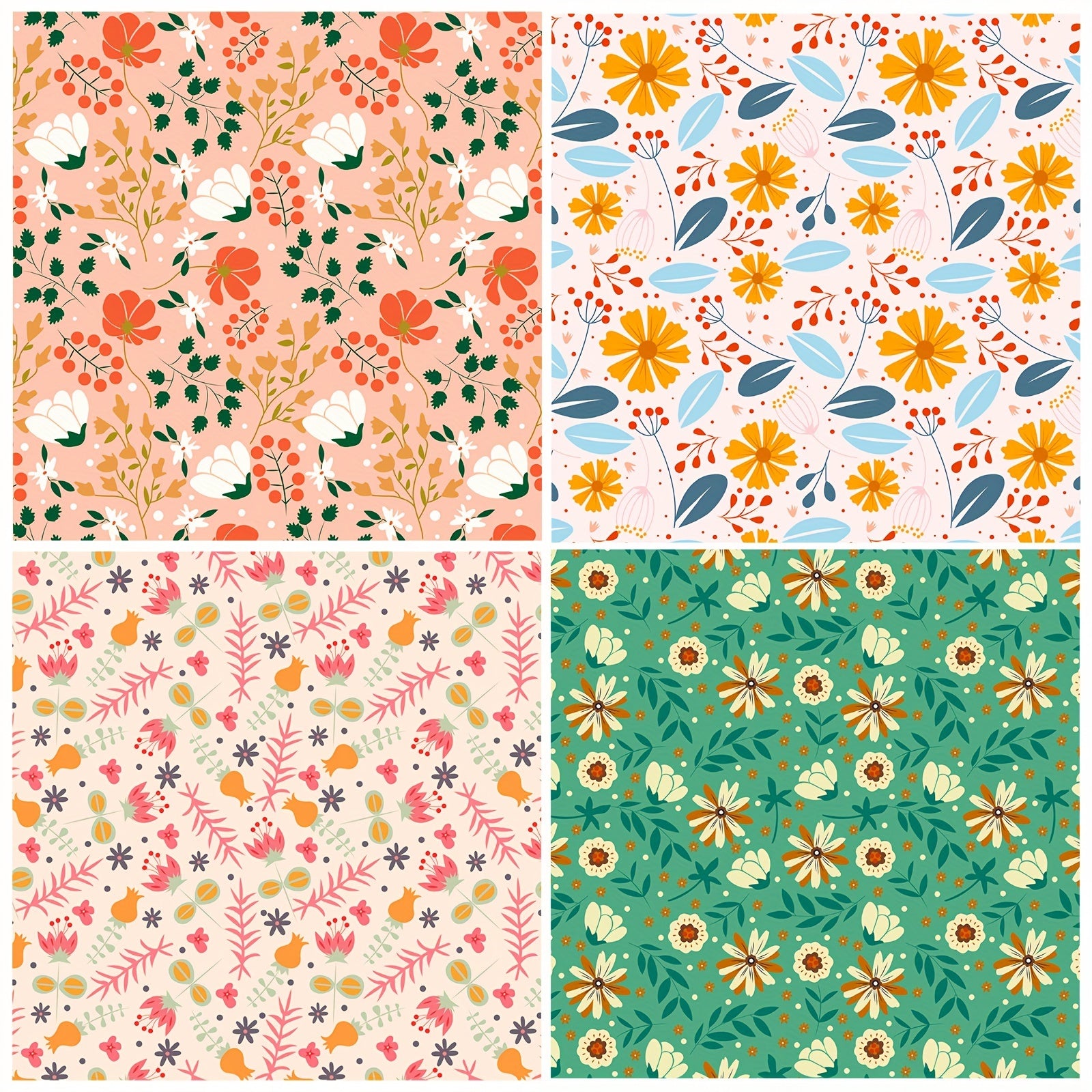12pcs Flower Series Brochure Paper for DIY Background Scrapbook Art