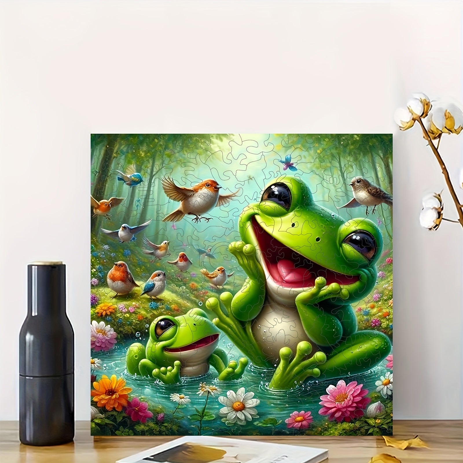 Big Eyed Frog Jigsaw Puzzle Challenging Irregular Wooden Puzzle