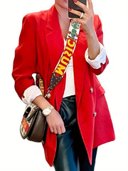 Women's Plus Size Casual Blazer Long Sleeve Double Breast Button