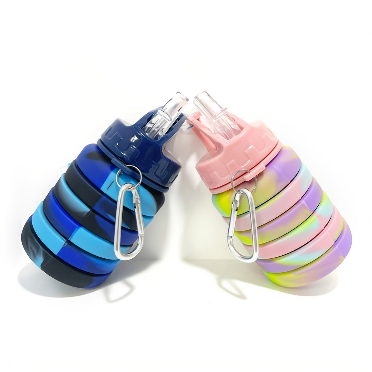 Camouflage Foldable Telescopic Sports Water Bottle with Carabiner