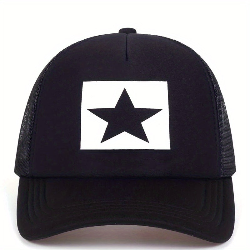 Star Print Mesh Trucker Hat Hip Hop Baseball Cap Breathable Sunshade Dad Hats