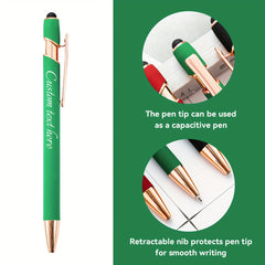 Green Laser Engraved Personalized Capacitor Pen Press Round Ball Pen
