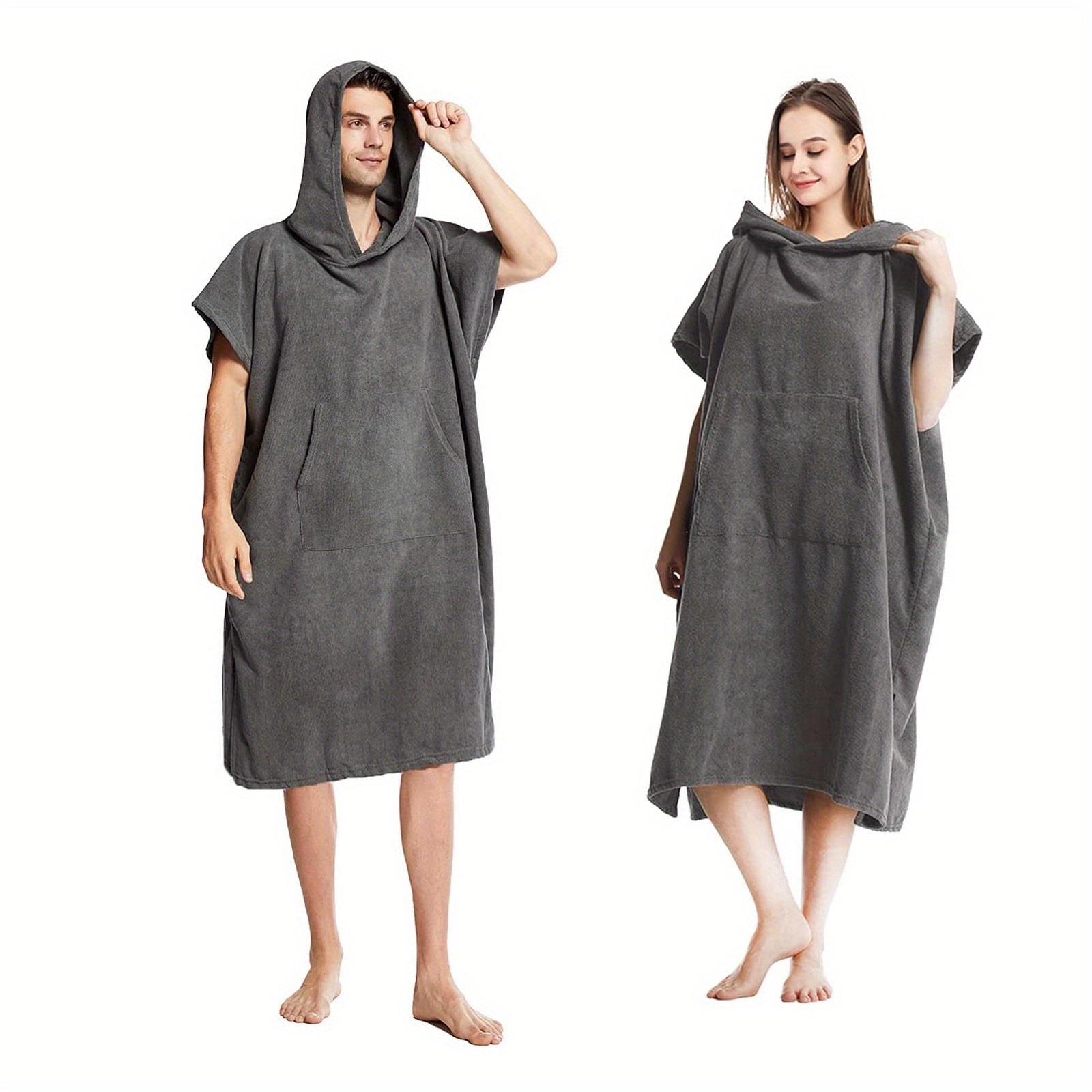 Unisex Microfiber Bath Robe Quick Dry Towel with Pocket and Hood