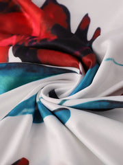 Colorblock Flower Print Short Sleeve Maxi Dress Plus Size
