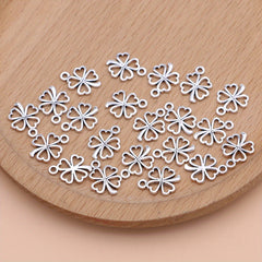 20Pcs Lucky Clover Charms Silver Plated DIY Pendants