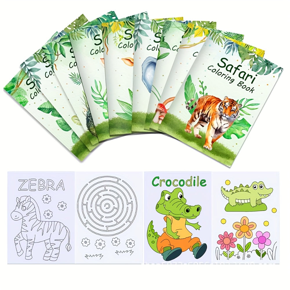 Random Style Jungle Animal Watercolor Coloring Book DIY Birthday Party