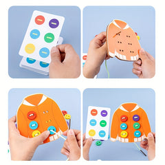 Wooden Button Threading Board Toy Educational Puzzle for Kids