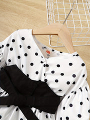 Polka Dot Long Sleeve Dress with Belt