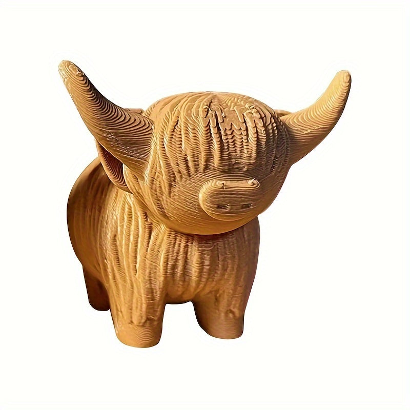 Highland Cattle Statue Decoration for Desktop, Room, Bedroom, Office