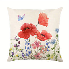 Red Rose Flower Print Throw Pillow Case Cushion Cover 100% Polyester 44x44