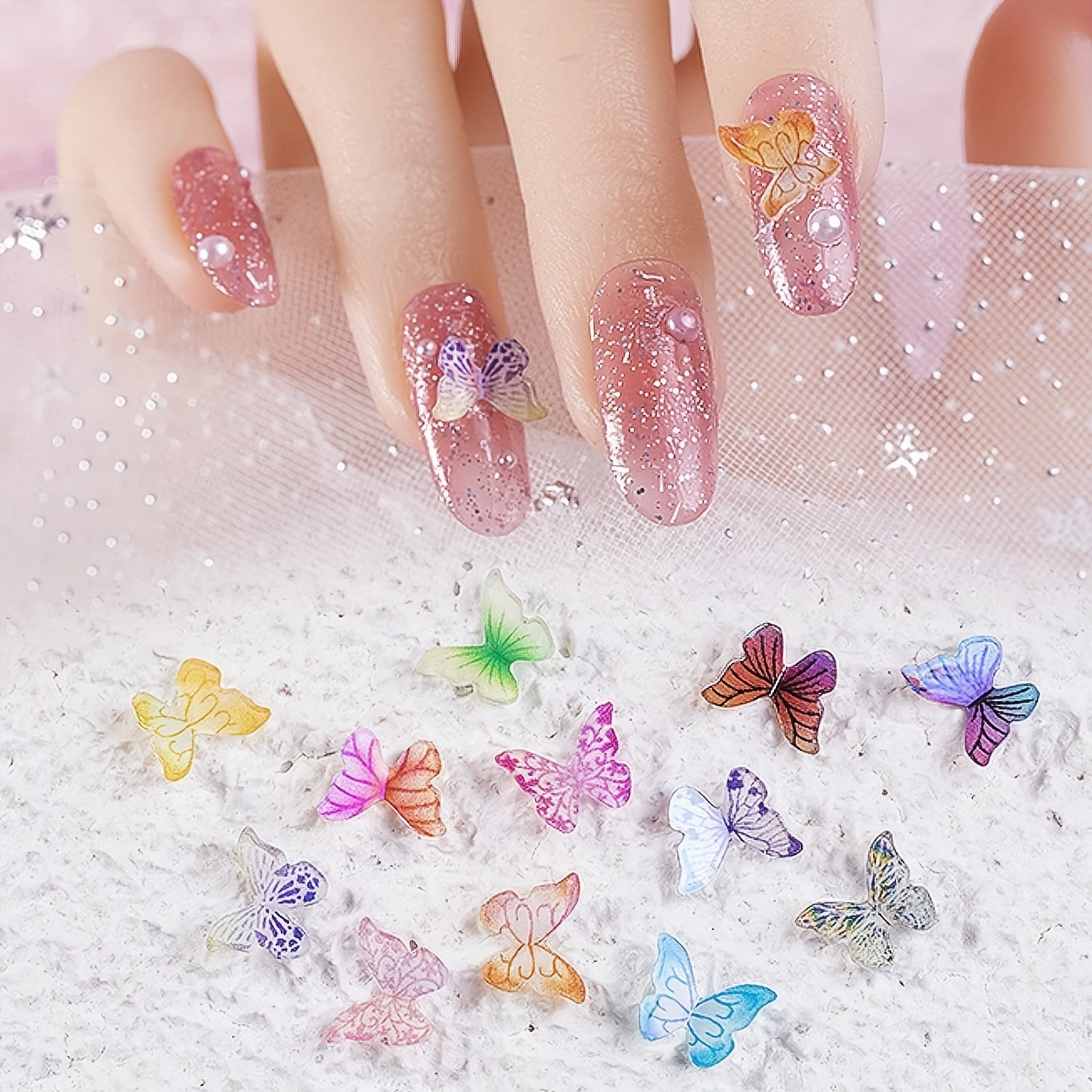 48pcs 3D Butterfly Nail Art Charms for Nails Decoration & Crafting
