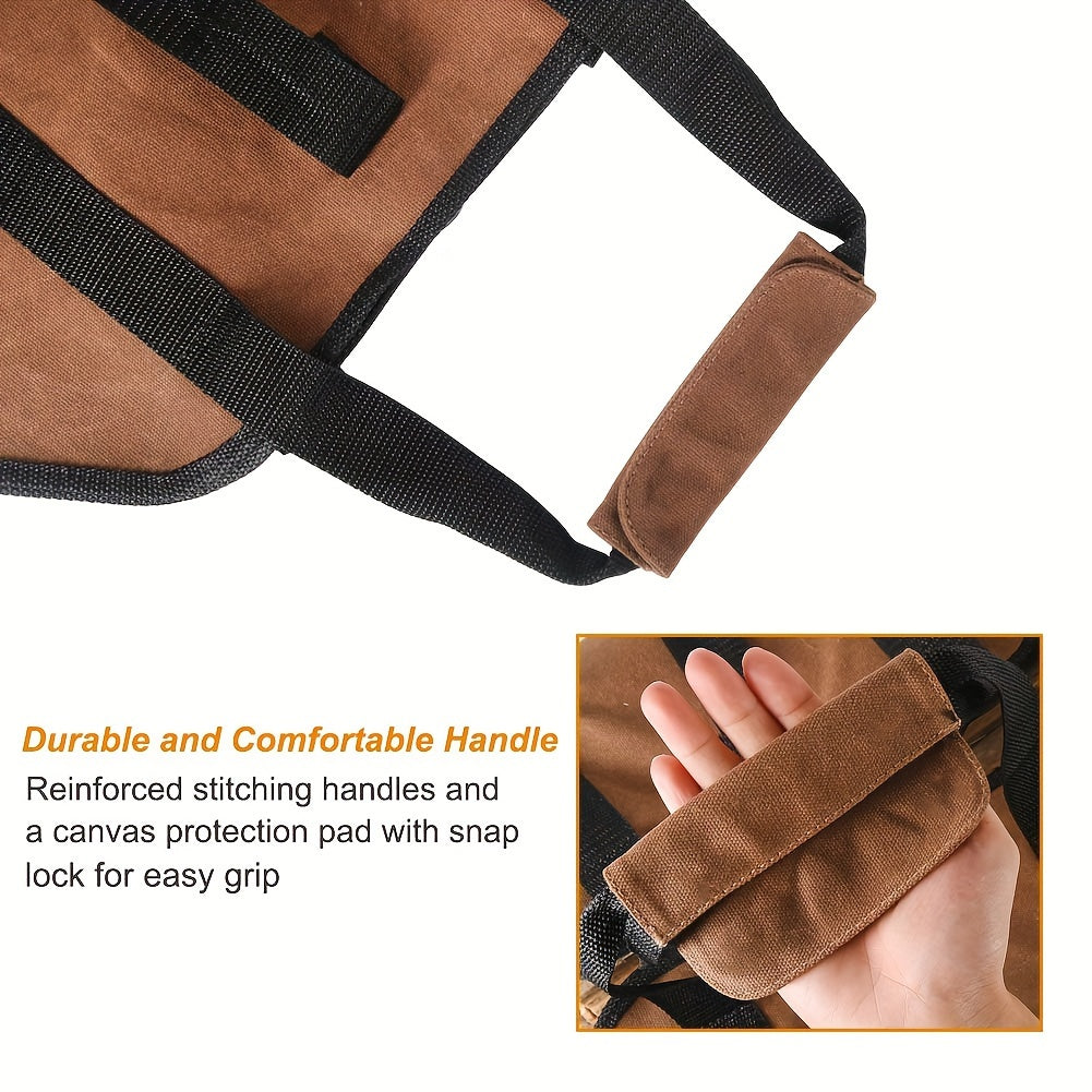 Firewood Carrier Waxed Canvas Log Carrier For Firewood Wood Carrying Bag