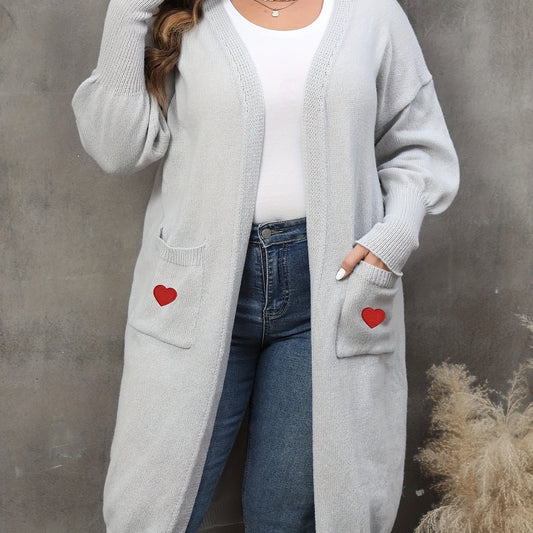  Heart Print Lantern Sleeve Cardigan