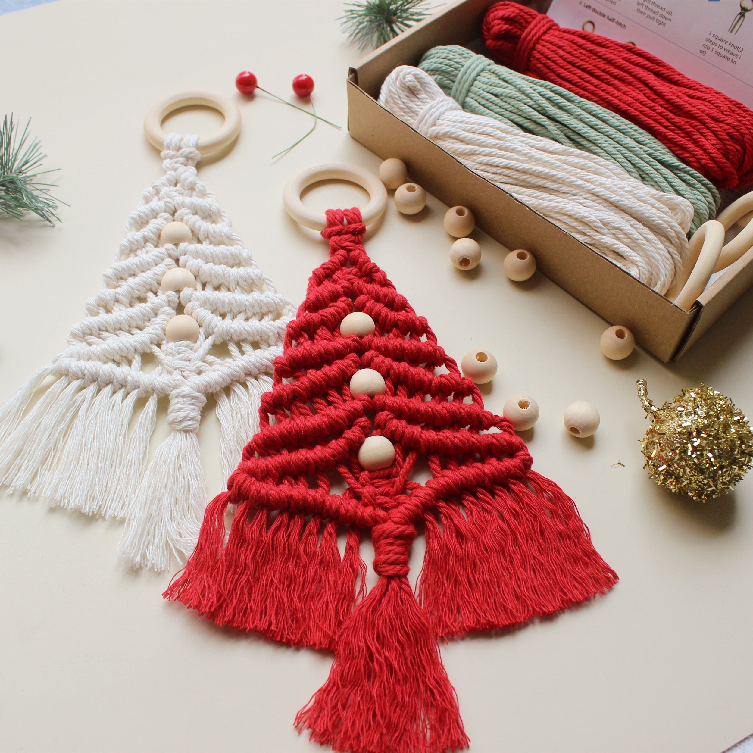Macrame Christmas Tree DIY Kit - Gift Craft Kit for Family and Friends