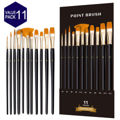 11-Piece Paint Brush Set for Acrylic Watercolor Model Painting