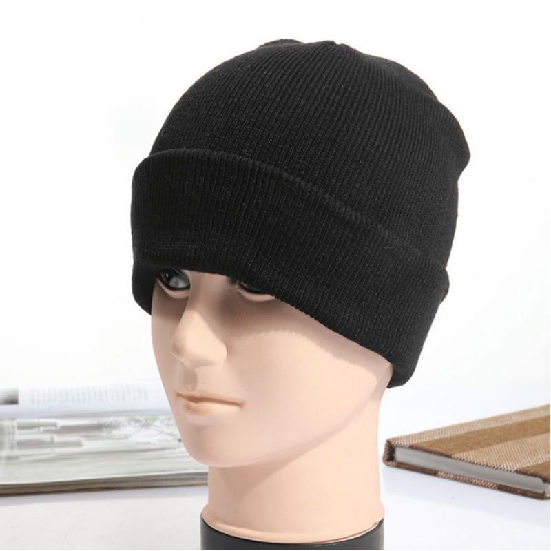 Solid Color Knit Winter Beanie Hat for Men & Women