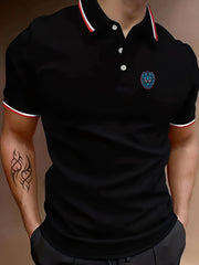 Men's Lion Print Golf Shirt Short Sleeve Breathable Top