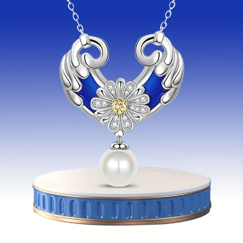 Heart Pendant Necklace Wings Flower Anniversary Gift Couple Necklace