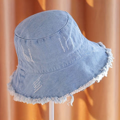 Vintage Washed Denim Bucket Hat Sunscreen Basin Hat