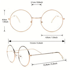 Round Metal Frame Clear Lens Glasses Anti Light Eyewear