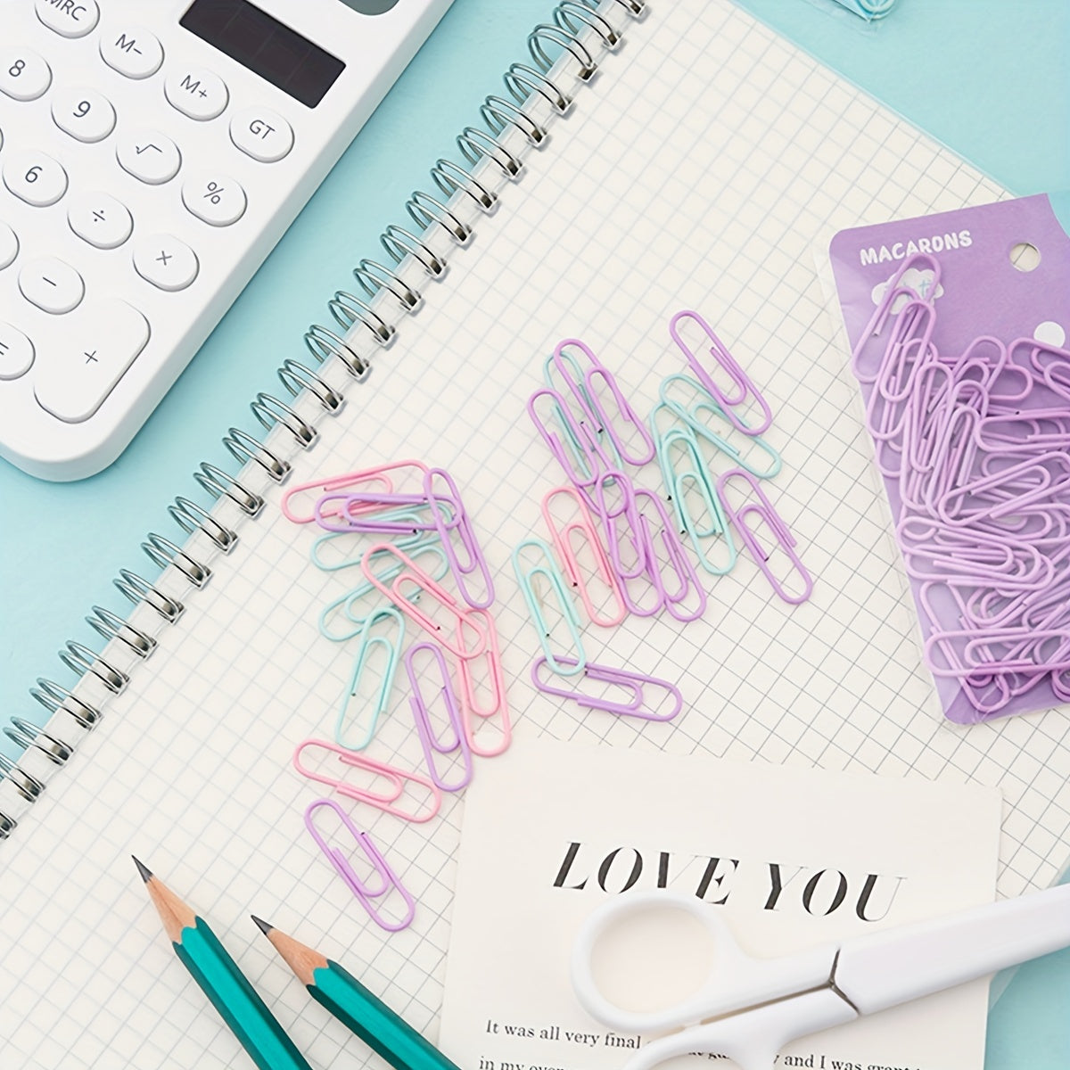 40pcs Macaron Paper Clip Colorful Metal Bookmark Decoration