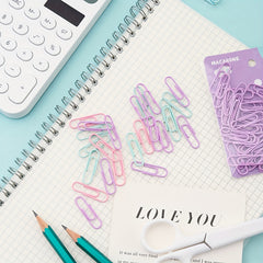 40pcs Macaron Paper Clip Colorful Metal Bookmark Decoration