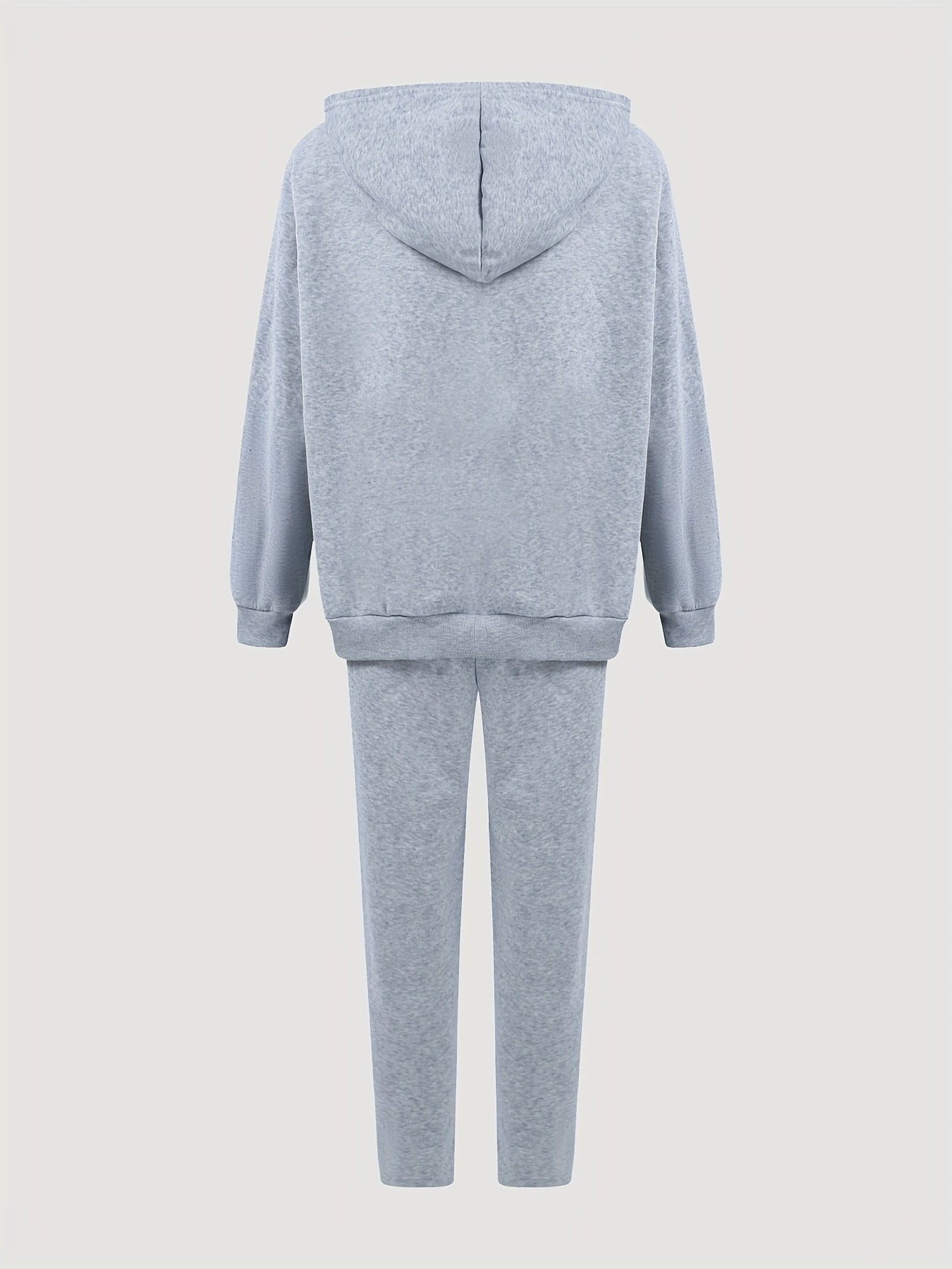 Women's Plus Leopard Rugby & Heart Print Hoodie & Sweatpants Set