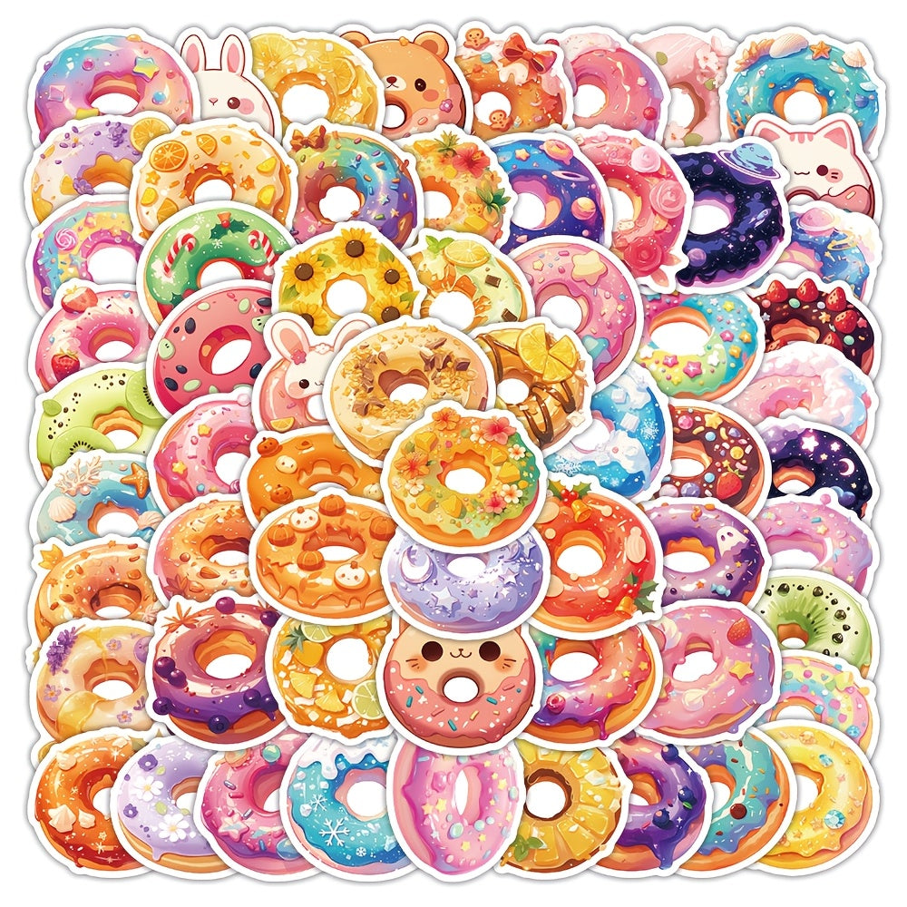 80 Cartoon Donut Stickers Playful Designs for Bottles Laptops Guitars Bikes