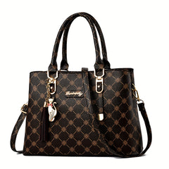 Vintage Geometric Print Tote Bag Retro Top Handle Satchel Purse