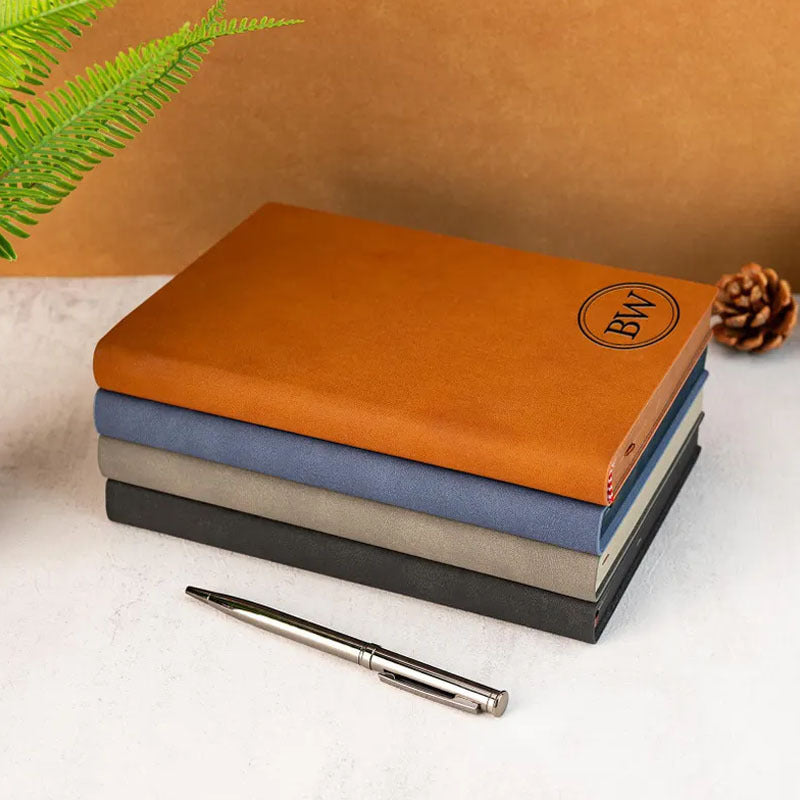 Personalized Vintage Faux Leather Notebook Custom Name A5 Size
