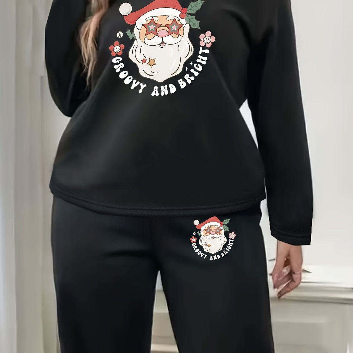  Santa Claus Lounge Set Fleece Pajamas