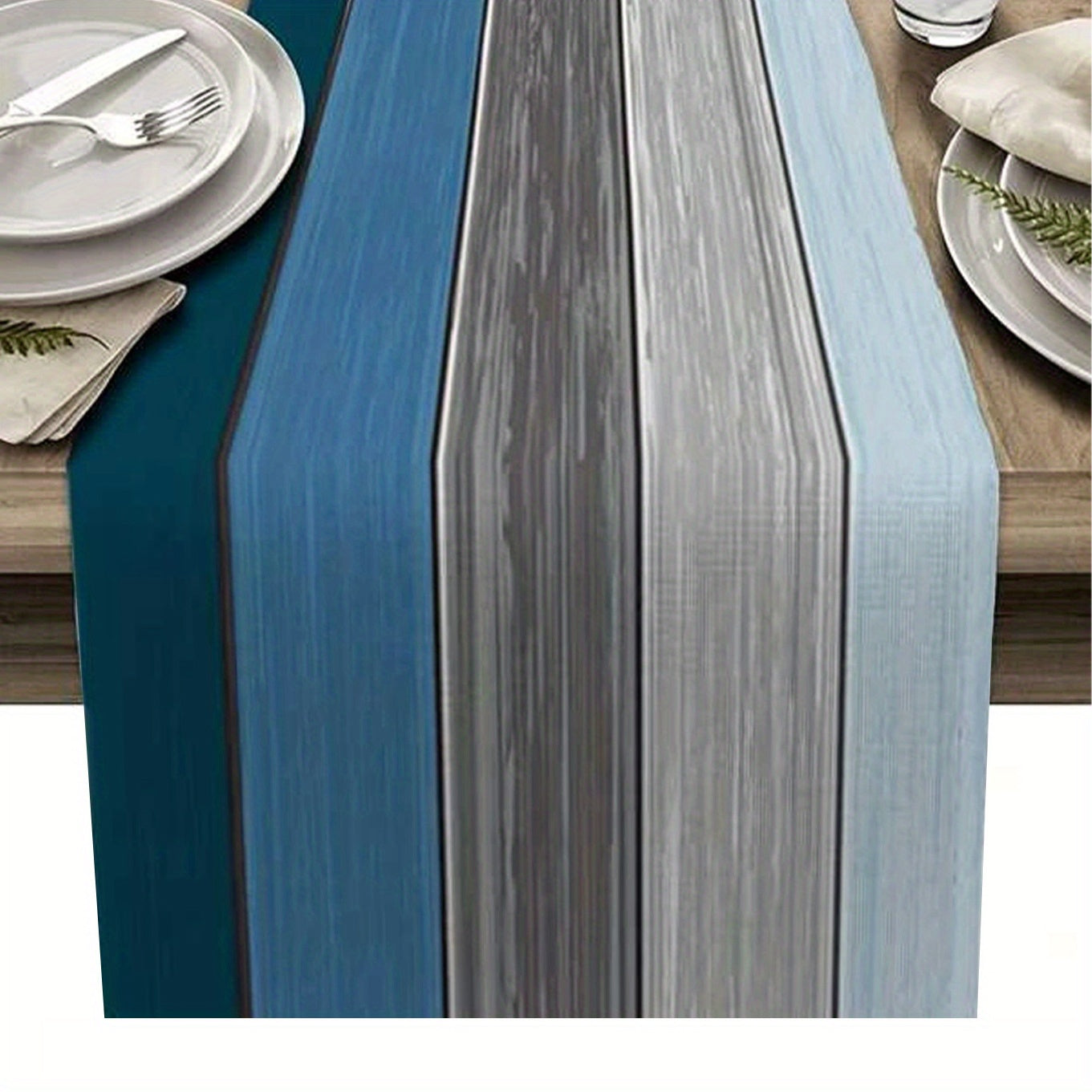 Farmhouse Linen Table Runner Rustic Barn Wood Ombre Kitchen Dining Decor