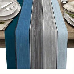 Farmhouse Linen Table Runner Rustic Barn Wood Ombre Kitchen Dining Decor