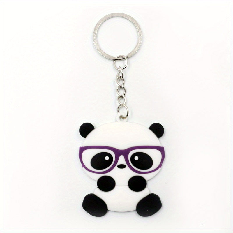 PVC Panda Keychain Cartoon Key Ring Women Bag Pendant Car Key Ring
